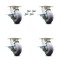 Service Caster 5 Inch Kingpinless Thermoplastic Wheel Caster Set with Brake and Swivel Lock SCC SCC-KP30S520-TPRRD-SLB-BSL-4 - alternate 1